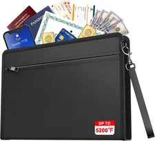 5200 Fireproof Document Bag 13.5x9.6 Inch Water Resistant Zipper Money Safe