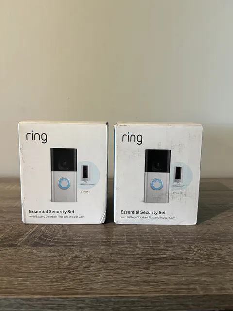 2x Ring Essential Kit with Battery Doorbell Plus and Indoor Cam