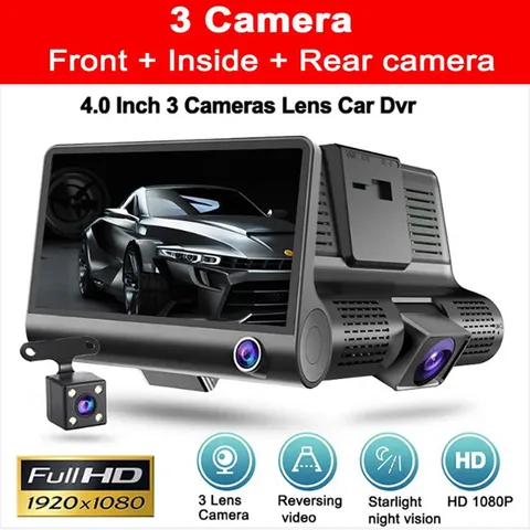 Camara Dash De Delantero/Trasero/Interior HD Grabadora De Video Para Auto Carro