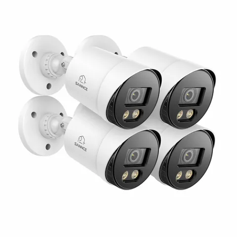 Full Color Night Vision , 4pcs 1080P TVI Wired CCTV Surveillance for Home, In...