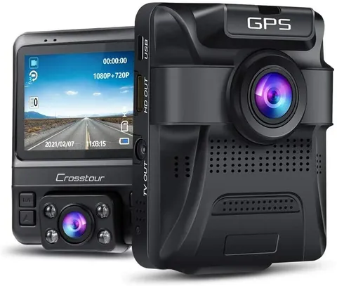 Dual Dash Cam GPS DVR Recorder Night Vision 2.4" Screen G-Sensor IR Super 