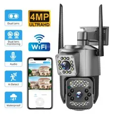 Dual Lens Security Camera Wireless 4MP HD WiFi IP PTZ Home Outdoor CCTV IR Cam