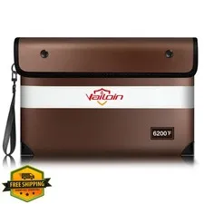 Vailoin Brown Fireproof Money Bag 11"x7.7"