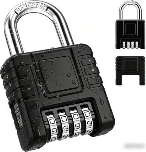 [Hardened] Heavy Duty Outdoor Combination Lock with Silicone Case | 4-Digit Secu