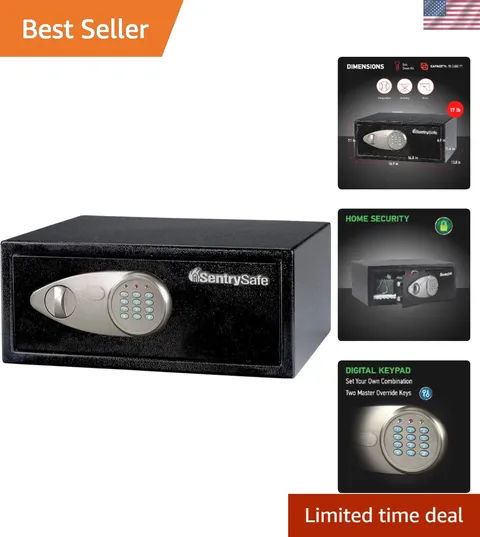 18.6" Black Steel Safe with Keypad Lock - Enhanced Security for Jewelry & Cash