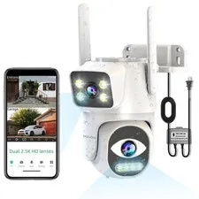 Security Cameras Outdoor Wireless,Dual Lens WiFi Cameras for Home Security, A...