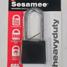 Sesamee K500 2 1/4 Resettable Weather Resistant Keyless Combo Padlock Black