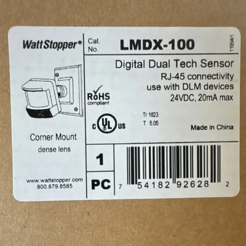 WattStopper LMDX-100 Dual Tech Corner Mount Motion Sensor RJ-45 DLM 24VDC
