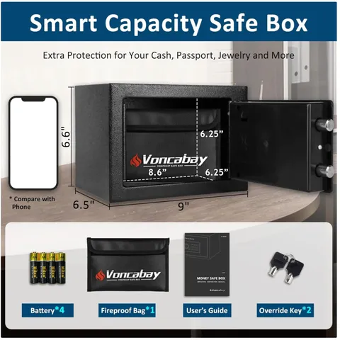 Sensor Light Safe Box - Fireproof Bag & Digital Keypad Lock