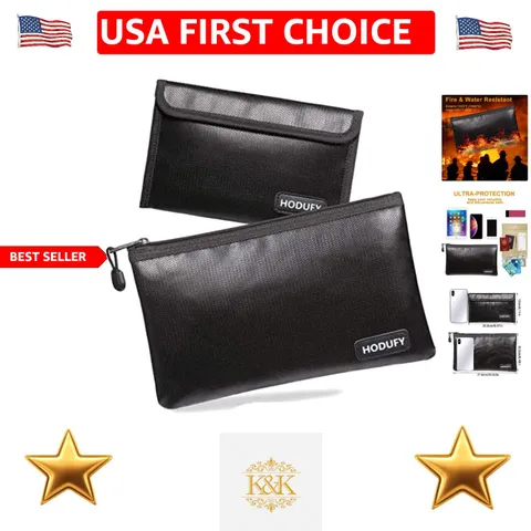 Water-Resistant Fireproof Money Bags - Compact Sizes for Passport & Cash Safety