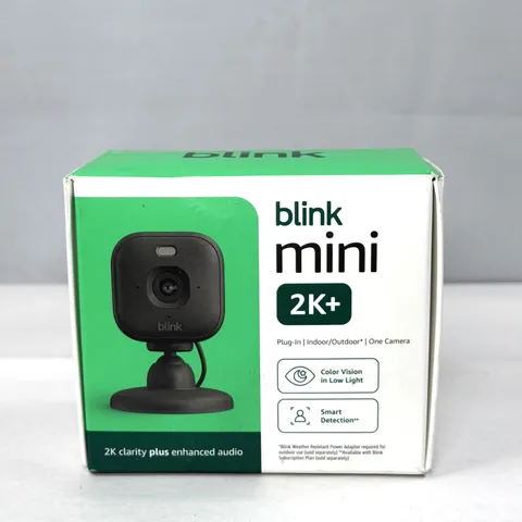 Blink Mini 2K+ Compact Plug-in Security Camera 2K Video Resolution Black / New