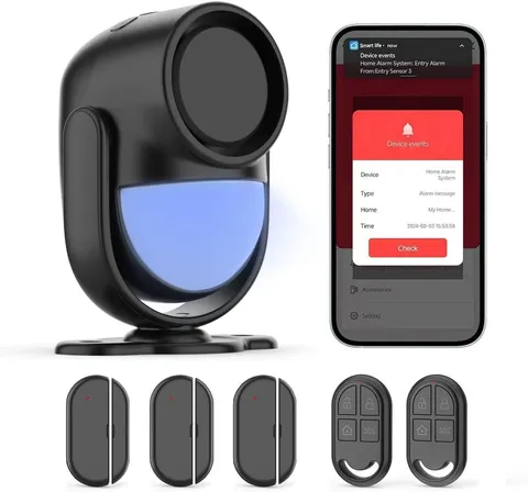 Smart Home Alarm System - 2.4G WiFi Motion Sensor Kit with App Alerts