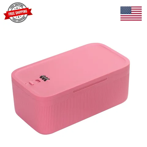Small Lock Box, 9.25" x 5" x 3.6" Lockable Storage Safe Box for Medicine Phon...