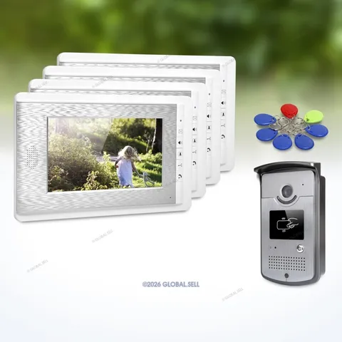 7" Video Intercom System with Intra-monitor Audio Intercom 4 Monitors For House