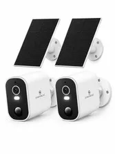 2K Solar Wireless Outdoor Security Cameras 2-Pack