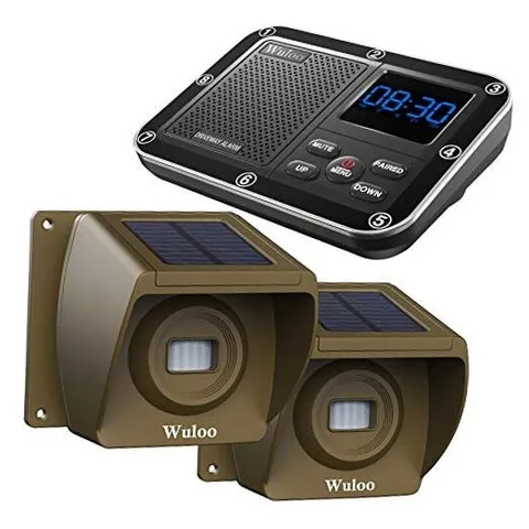 Wireless Solar Driveway Alarm - Wireless Outside 1800ft - 1 Receiver & 2 Sensors