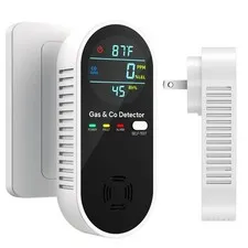 4-in-1 Natural Gas, Carbon Monoxide, Temp, Humidity Detector Dual Alarm