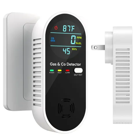 4-in-1 Natural Gas, Carbon Monoxide, Temp, Humidity Detector Dual Alarm