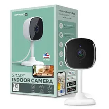 Merkury Smart Indoor Camera 1080p - Wi-Fi Security Cam with Night Vision, White 