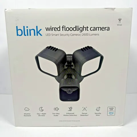 NEW Blink Wired Floodlight Camera HD Smart Security Cam Alexa Sealed - Black