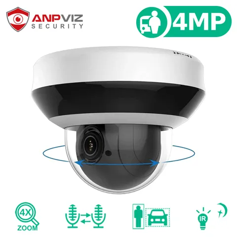Anpviz 4X Optical Zoom 4MP PoE PTZ IP Security Camera Dome 2 Way Audio Human Veh