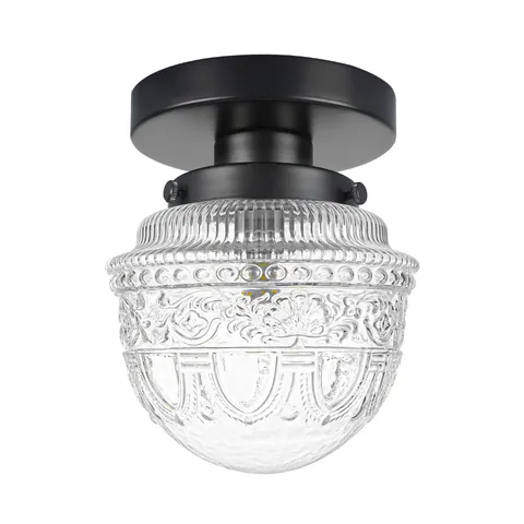 DSMJFU Black Semi Flush Mount Ceiling Light, Small Hallway 5.51in,