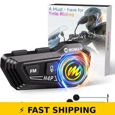 Moman H4P Motorcycle Headset - Hi-Fi, Waterproof, RGB FM Radio
