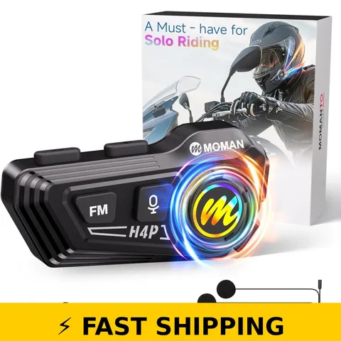 Moman H4P Motorcycle Headset - Hi-Fi, Waterproof, RGB FM Radio