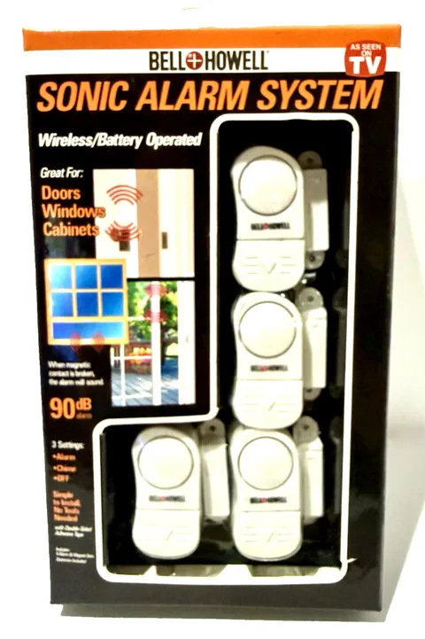 4pk Bell & Howell Battery Operated Sliding Door Window Cabinet Sonic Alarm Syste