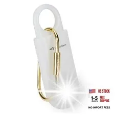 130dB Personal Safety Alarm Ultra Bright Strobe Light Coconut White Button cell