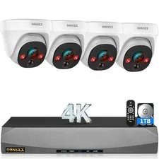 (2026 New 4K PoE System, 8CH 4K NVR with 1TB HDD, 4pcs 8MP Dome Cameras Outdo...