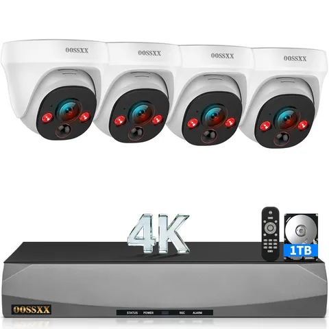 (2026 New 4K PoE System, 8CH 4K NVR with 1TB HDD, 4pcs 8MP Dome Cameras Outdo...