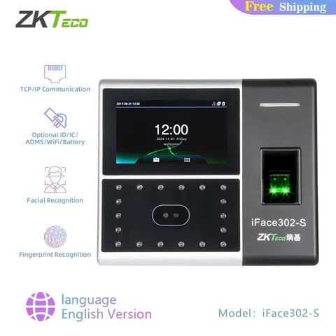 ZKTeco iFace302-S Standard Face & Fingerprint Recognition Time Attendance Access