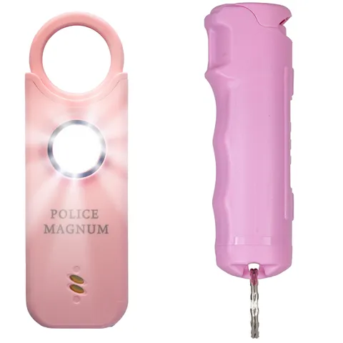Police Magnum Personal Safety Alarm siren & Flip Top Pepper Spray Combo- Pink