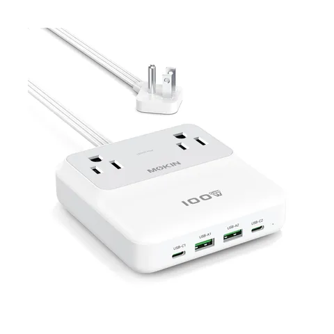 Charging Station,100W GaN USB-C Power Strip with Surge Protector, 6... Fast Ship