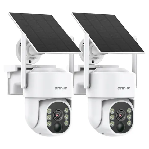 ANNKE 2Pcs WB400 4MP Wireless Battery Camera Dual-Band WiFi Solar 270° Pan Alexa