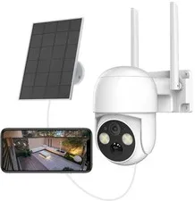 Wireless Solar Powered Battery Camera 360 Pan/Tilt WiFi Camera 3/4MP Dome Night
