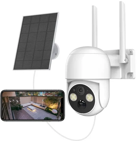 Wireless Solar Powered Battery Camera 360 Pan/Tilt WiFi Camera 3/4MP Dome Night