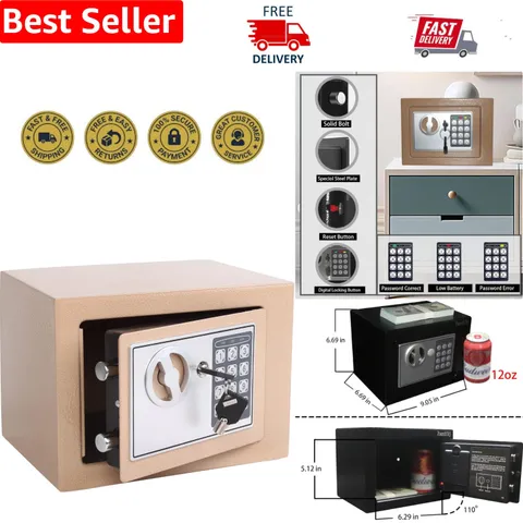 Mini Steel Safe with Keypad - Secure Cash & Jewelry Storage for Home & Office