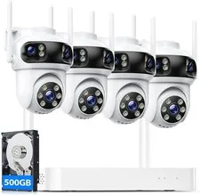 Wireless Security Camera System Outdoor 6MP Triple Lens Camera Surveillance NVR