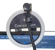Center Cam Webcam with Ring Light, case - Keep Eye Contact on Web Calls