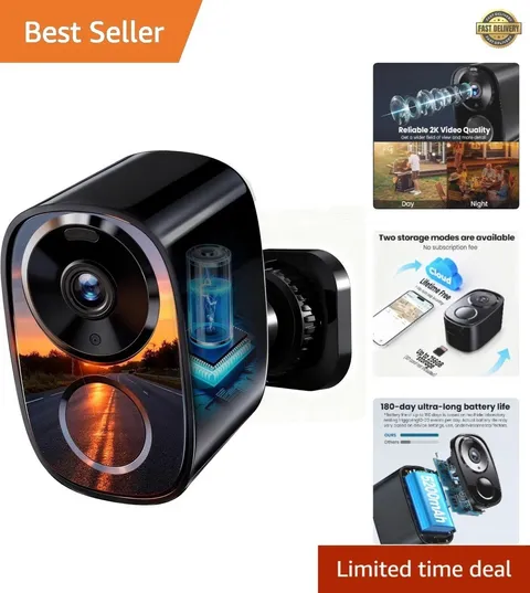 2K UHD Security Camera with Free Cloud Storage & 6- Battery Life