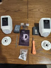 2x Ring Spotlight Cam Battery Security Cameras Tested Working w batterys & cord