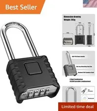 2.3in Long Shackle Combination Padlock, Large Heavy Duty Outdoor Padlock [One...