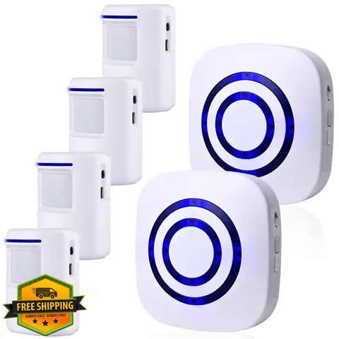 BESTOONE Driveway Alarm System, Wireless Motion Sensor, 2 Alarms, 4 Detectors