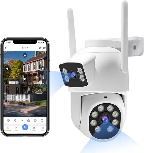 Dual-Lens Security Camera Wireless Outdoor/Indoor for Home | 6MP HD Clarity, 2.4