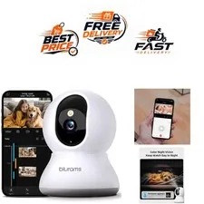 blurams 2K Indoor Security Camera 360° Wi-Fi Baby Pet Monitor Alexa