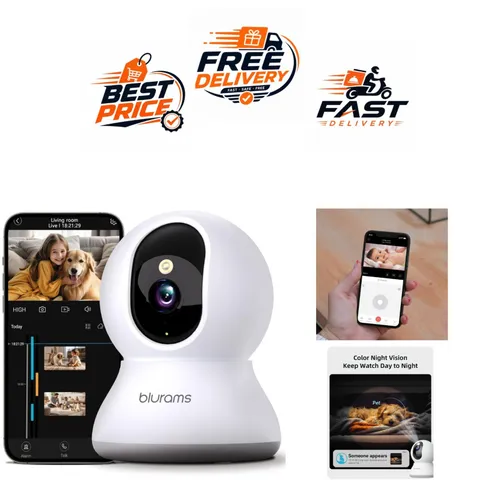 blurams 2K Indoor Security Camera 360° Wi-Fi Baby Pet Monitor Alexa