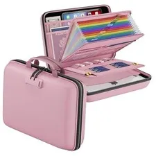  Fireproof File Organizer with Lock, Hard 15.5" x 11.5" x 3"(colorful) Pink