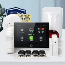 HOMSECUR Wireless WIFI 4G GSM LCD Home Alarm System Touch Screen+Red Flash Siren